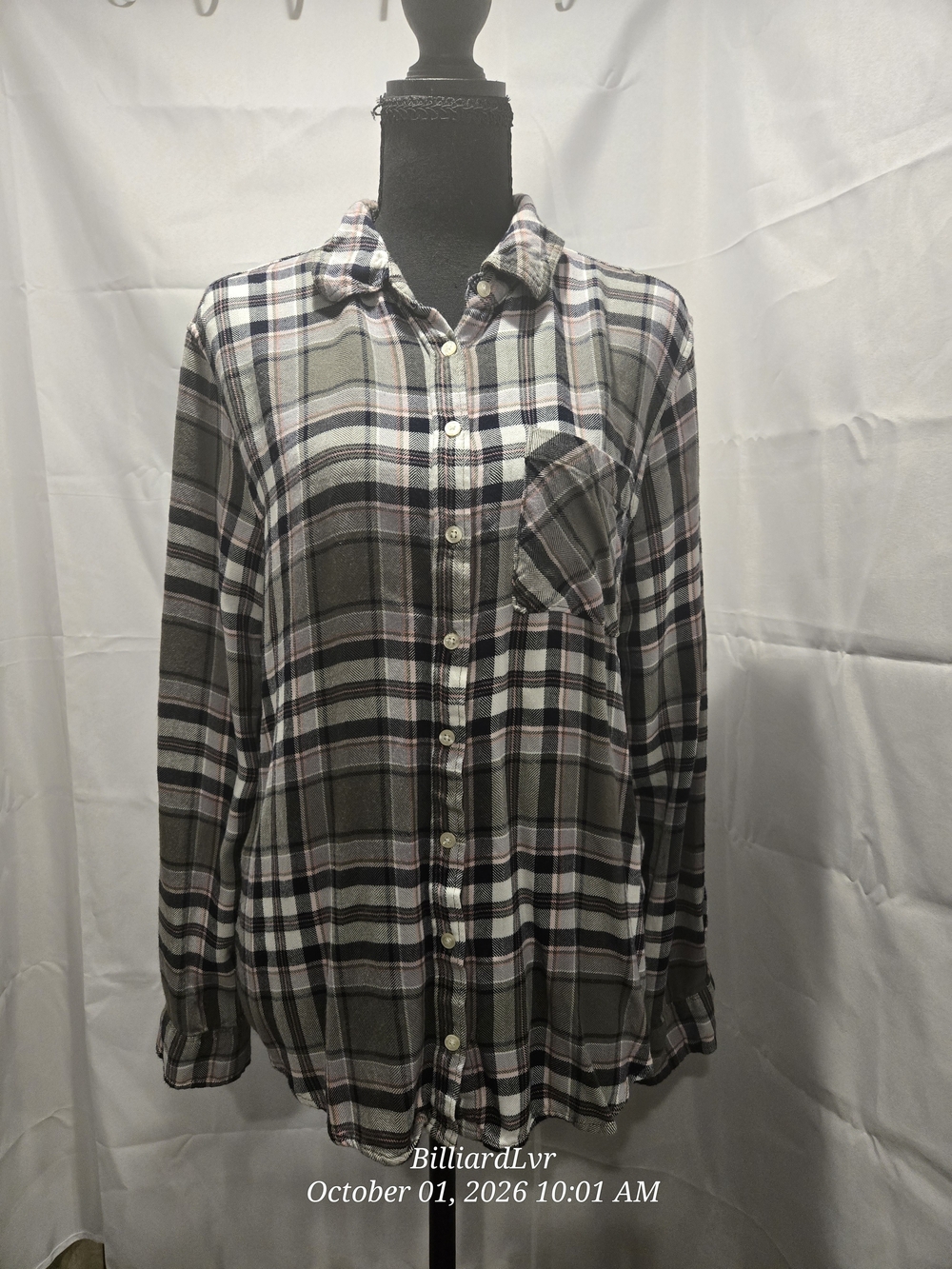 Aeropostale Olive, Black & White Plaid Button-Down Shirt
